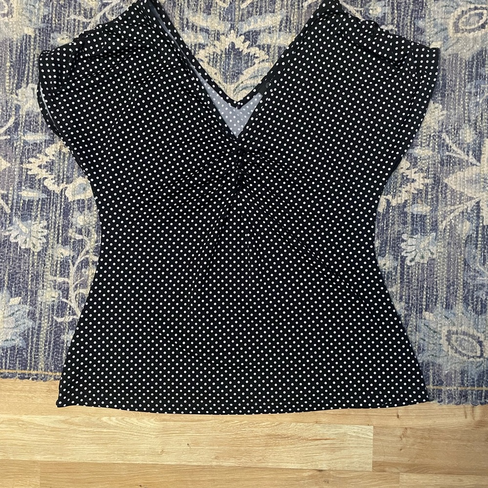 Elegant Black and White Polka Dot Blouse